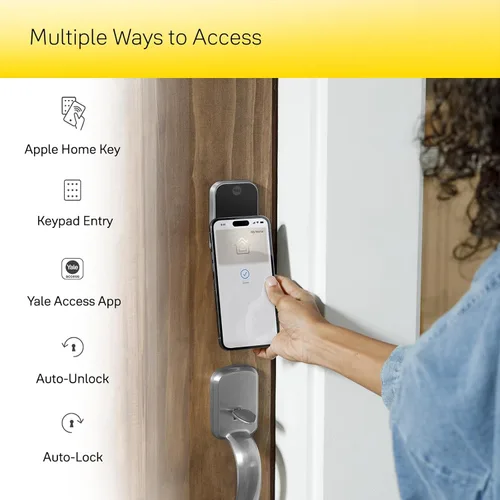 Miniatura 3 de Yale Assure Lock 2 Plus Apple Home Keys (Tap to Open) Cerrojo, Cerradura de Puerta de Entrada Inteligente Sin Llave de Gamuza Negra con Teclado Ante
