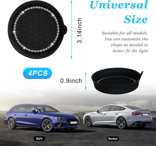 Miniatura 2 de Ziciner 4 unidades de portavasos para automóvil, 3.15 pulgadas de silicona antideslizante, inserto para portavasos, tapete de copa de automóvil