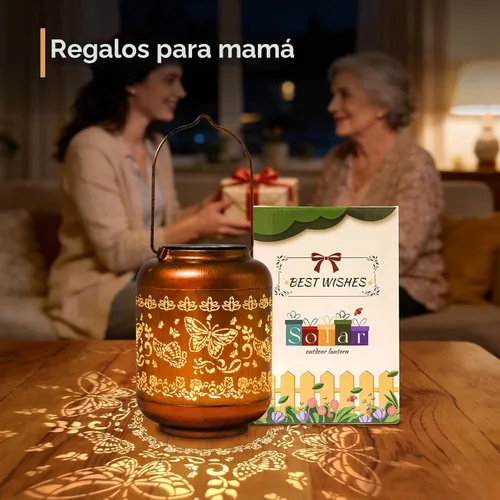 Miniatura 2 de Regalos de cumpleaños para mujeres, mamá, abuela, faroles solares de mariposa para exteriores, impermeables, cobre metal, luces solares colgantes