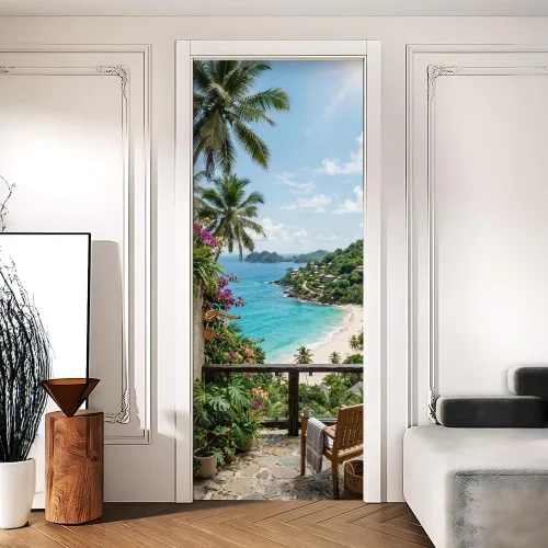Miniatura 20 de Enchanted Secret - Mural para puerta de jardín, despegar y pegar, cubiertas decorativas de puerta de arco floral talladas vintage, adhesivo