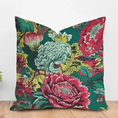 Miniatura 67 de ArogGeld Funda de almohada blanca con flores chinoiserie, funda de almohada para sofá, diseño floral verde y blanco, funda de almohada de lino A-12
