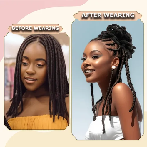 Miniatura 5 de DreadLocks Chignons Afro High Puff Cola de Caballo con Cordón Moño de Cabello Postizos Faux Locs Chignons con Clip Cola de Caballo para Mujeres