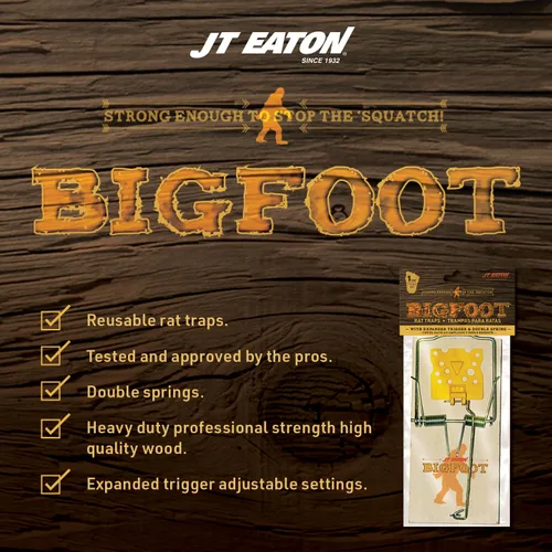 Miniatura 2 de BIGFOOT - Trampa a presión de tamaño para ratas con gatillo expandido, trampa de madera resistente para ratas con sensibilidad ajustable para un