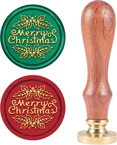 Miniatura 14 de CRASPIRE Sello de cera de sellado de Navidad con diseño de copo de nieve, árbol de caramelo, calcetín de cera X'Mas EVE, cabeza de latón con mango