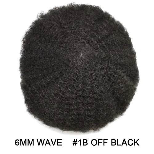 Miniatura 2 de Afro Toupee para hombres negros, sistema de reemplazo de cabello humano brasileño para hombres afroamericanos africanos afroamericanos, piezas