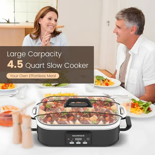 Miniatura 7 de Olla de cocción lenta programable de 4 cuartos de galón con plato de hornear de cerámica - Pequeño electrodoméstico de cocina perfecto para cenas