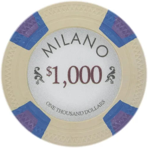 Miniatura 9 de Claysmith Gaming Milano Casino - Fichas de póquer de arcilla de grado 0.35 oz, paquete de 50 Azul ($50 Light Blue)