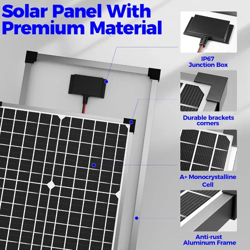 Miniatura 5 de Voltset Kit de panel solar de 30 W, cargador de batería solar de 12 V + controlador de carga MPPT de 10 A + soporte de montaje ajustable, cargador