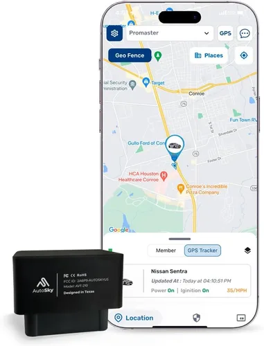 AutoSky Rastreador GPS para vehículos, OBDII, 4G LTE, Modelo - AVT-210, Ubicación del vehículo, historial de viaje, alertas de conducción, GeoFence,