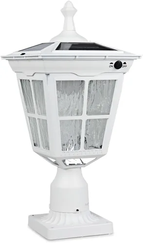 Miniatura 8 de Lámpara solar de poste de luz de aluminio fundido, impermeable, luces de pilar LED con vidrio para exteriores del atardecer al amanecer, luz solar