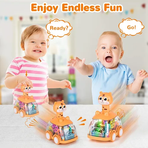 Miniatura 3 de ShinySong Coches de juguete para bebés, auto de prensa y marcha para niños pequeños, juguetes iluminados, regalos de cumpleaños para niños y niñas