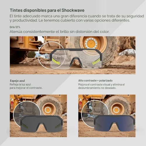 Miniatura 3 de HexArmor Shockwave Gafas de seguridad para trabajo ANSI Z87+, UV, antivaho, polarizadas Marco blanco y negro