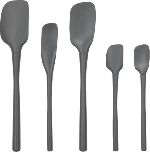 Miniatura 23 de Tovolo Juego de utensilios de silicona de 5 piezas (aguamarina clara): espátula, cuchara, raspador de tarros, mini espátula y mini cuchara Agua claro