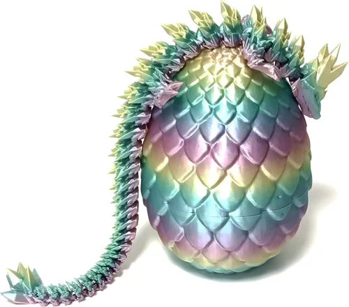 Miniatura 3 de Huevo de dragón impreso en 3D, juguete misterioso de dragón de cristal, dragón articulado, decoración de escritorio para el hogar, huevos