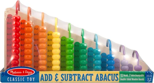 Miniatura 3 de Melissa & Doug – Ábaco de suma y resta – juguetes educativos con 55 perlas de colores y construcción de madera resistente