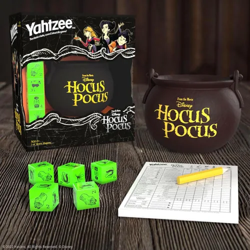 Miniatura 7 de USAOPOLY YAHTZEE: Disney Hocus Pocus Taza de dados de caldero coleccionable de bruja ~ Juego familiar clásico basado en película, ideal