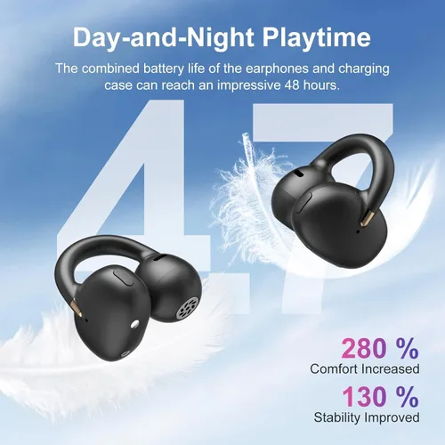 Miniatura 13 de OHAYO Auriculares de clip: Auriculares de oído abierto: 6.5H de tiempo de reproducción, 4.7g ultraligeros - 2025 Bluetooth inalámbrico 5.4