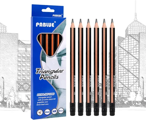 Miniatura 4 de Lápices 2B triangulares preafilados gruesos, fuertes, con borrador para principiantes, escritura, dibujo, niños, arte, bocetos y sombreado