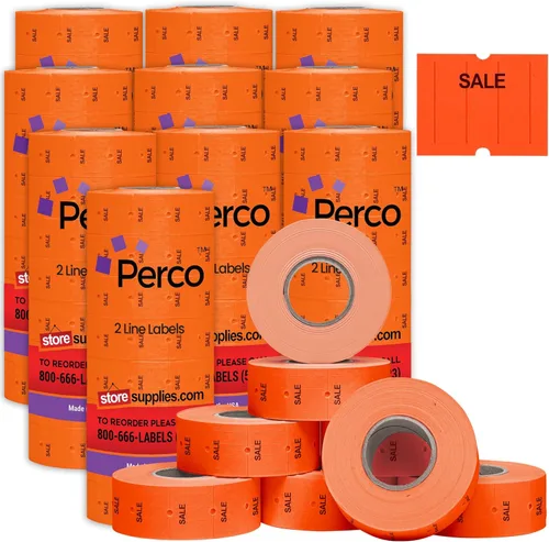 Miniatura 17 de Perco Etiquetas azules de 2 líneas, 6,000 etiquetas de precio en blanco y fecha para pistolas Perco de 2 líneas de precio y fecha, 8 rollos, 1