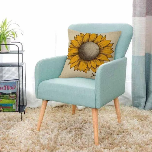 Miniatura 2 de AOYEGO Funda de almohada con diseño de girasol en estilo retro, diseño de cuadrícula aislada, diseño floral, naturaleza, 18 x 18 pulgadas, cojín