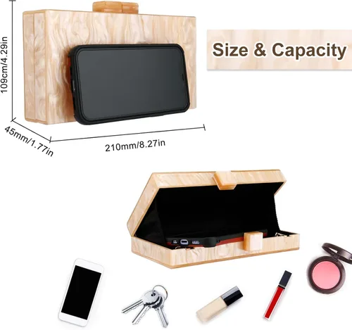 Miniatura 2 de YYW Monederos de mano de acrílico para mujer de boda bolso cruzado de noche multicolor con cadena desmontable