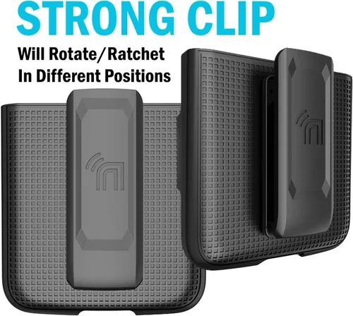 Miniatura 3 de Funda con clip para Motorola RAZR 2022 Flip Phone, Nakedcellphone [textura de cuadrícula] cubierta rígida delgada y [rotación/trinquete] funda