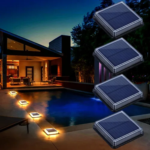 Luces solares de cubierta, luz de muelle para calzada y pasarela, energía solar, para exteriores, escalera, camino, lámpara LED para patio trasero,