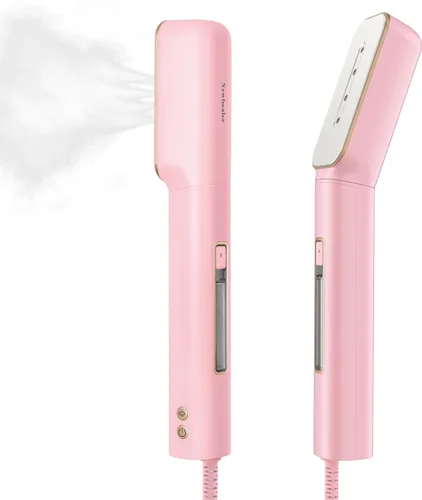 Miniatura 11 de Newbealer Plancha de viaje con voltaje global (abrazadera), vaporizador de ropa de 100-240V, planchado en seco y 2 niveles de vapor, suela de Ashpink
