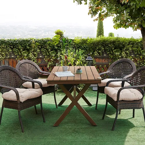 Miniatura 4 de Sweet Home Collection Cojines de Patio Almohadillas para Sillas de Exterior Relleno de Fibra Grueso Premium Cómodo Acolchado Tufted 19" x 19" Crema