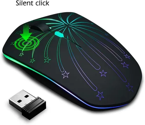 Miniatura 3 de Ratón inalámbrico recargable, retroiluminado alimentado por batería de polímero de litio, sensor óptico, receptor Nano USB, velocidad DPI de 3