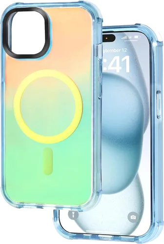 Miniatura 74 de Tigowos - Funda magnética para iPhone 15, resistente a las caídas, sensación de piel mate, a prueba de golpes, delgada, negro mate