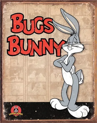 Desperate Enterprises Bugs Bunny Retro Panels - Letrero de hojalata - Decoración nostálgica de pared de metal vintage - Hecho en Estados Unidos