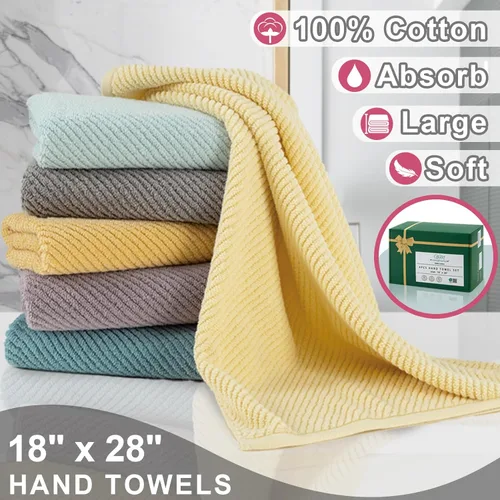 Miniatura 132 de VOOVA & MOVAS Toallas de mano blancas - 100% algodón Ligeras Gruesas Secado rápido Suaves Absorbentes, paquete de 4 piezas grandes de 18