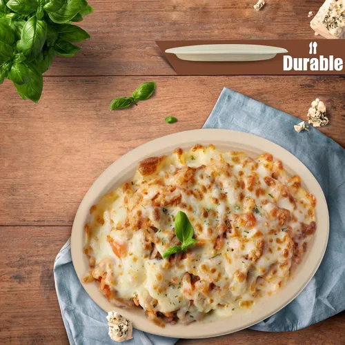 Miniatura 7 de Green Earth, Platos compostables de 12 pulgadas, 125 unidades, fibras de bambú naturales, vajilla diaria – Biodegradable, desechable, forma ovalada