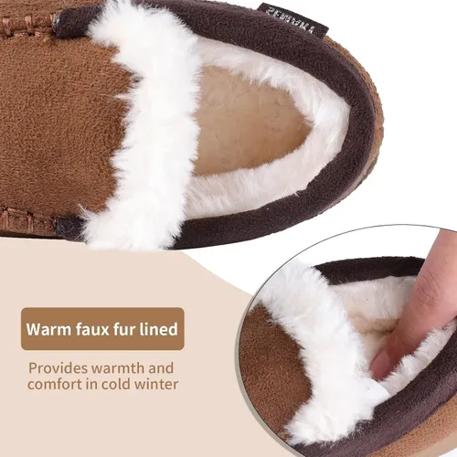 Miniatura 3 de SEMARY Toddler Kids' Moccasin House Shoe with Indoor Outdoor Memory Foam Sole Protection Slipper U722WLFX-0914