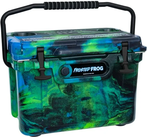 USA Made Frosted Frog Camo - Baúl de hielo de 20 cuartos de galón de capacidad, resistente, moldeado por rotografía, enfriador aislado de grado