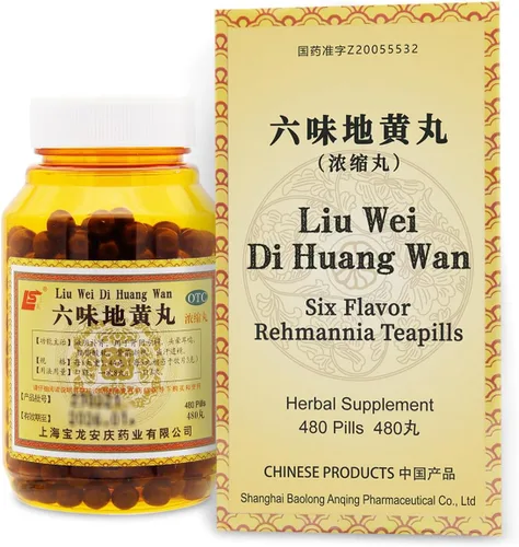 Liu-Wei Di-Huang Wan - Píldoras herbales de 480 unidades (60 porciones) - Teteras Rehmannia de seis sabores