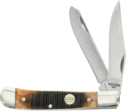 Miniatura 3 de Old Timer Generational USA Series Cuchillos tradicionales fijos y plegables con hojas de acero inoxidable 1095 HC, mangos de hueso aserrado