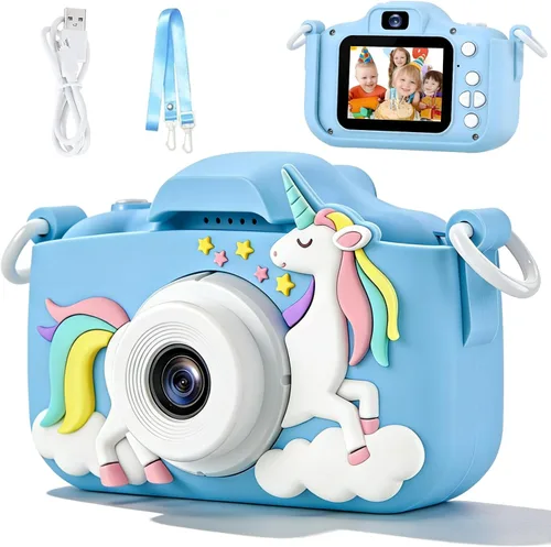 Miniatura 10 de Cámara para niños, juguetes de video para niños de 3 a 8 años, niños y niñas, cámara de 1080P de doble lente 48MP para niños pequeños con tarjeta SD