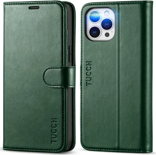 Miniatura 10 de TUCCH Funda tipo cartera compatible con iPhone 12 Pro Max 5G de 6.7 pulgadas, con ranura para tarjetas de piel sintética