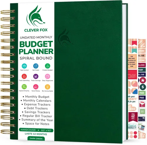 Miniatura 9 de Clever Fox Planificador de presupuesto: libro de finanzas en espiral, diario financiero mensual, organizador de presupuestos y cuaderno de Negro