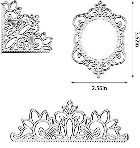 Miniatura 2 de 3 troqueles de corte de marco de flores de metal, flores de encaje huecas, plantillas en relieve, molde de plantilla para álbumes de recortes