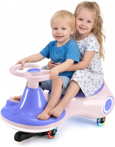 Miniatura 10 de Coche eléctrico de 12 V para niños, juguete 3 en 1 con pedal, scooter con ruedas intermitentes, vehículo oscilante de fácil montaje con batería