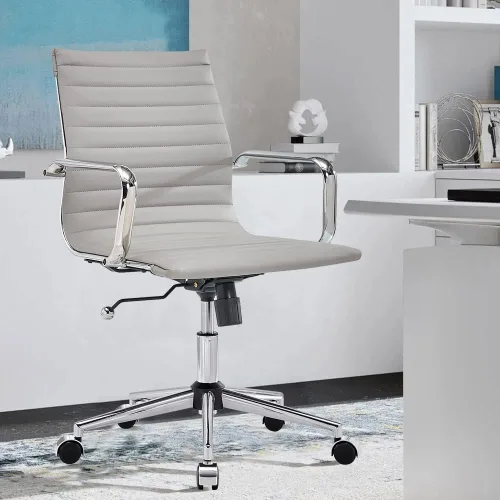 Silla de oficina gris, ergonómica, silla de escritorio para computadora, silla ejecutiva para sala de conferencias, silla de oficina moderna de