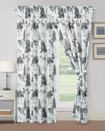 Miniatura 16 de Chezmoi Collection Basin - Juego de 4 piezas de cortinas para ventana de cabaña Northwest Lodge con respaldo transparente - Microfibra estampada