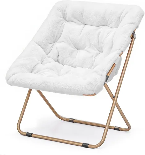 Magshion Silla plegable con platillo para adultos, cómodo asiento de lectura, asiento de piel sintética con marco de metal acolchado grueso para