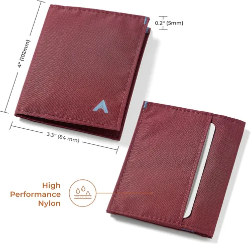 Miniatura 5 de Allett Cartera híbrida para tarjetas, morera, nailon, bloqueo RFID, diseño vertical, minimalista, plegable, soporte para tarjetas, resistente al