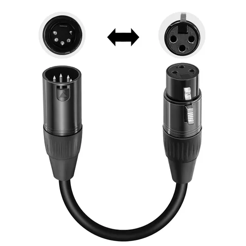Miniatura 5 de Kumiho Paquete de 2 cables adaptadores XLR profesionales de 3 pines hembra a DMX macho de 5 pines macho de 12 pulgadas para control de iluminación