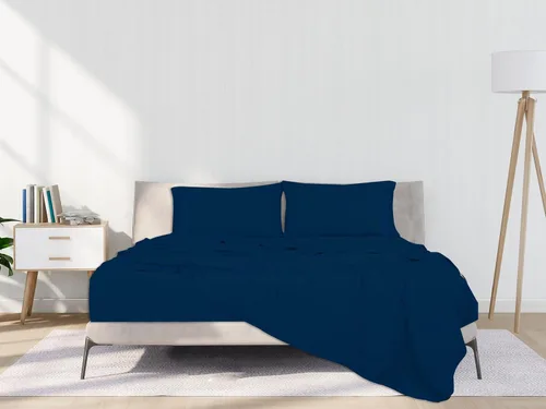 Miniatura 5 de ROYALE LINENS Juego de sábanas Cal King de 4 piezas, ropa de cama de microfibra suave cepillada de 1800 hilos, 1 sábana bajera, 1 sábana encimera, 2
