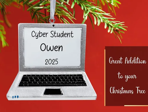 Miniatura 5 de Adorno de Navidad personalizado para laptop 2026, personalización gratuita Trabaja desde casa, aprendizaje virtual/escuela/computadora de profesor